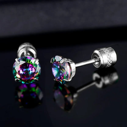 5 Pairs Casual Simple Style Round Plating Inlay Stainless Steel Zircon Ear Studs