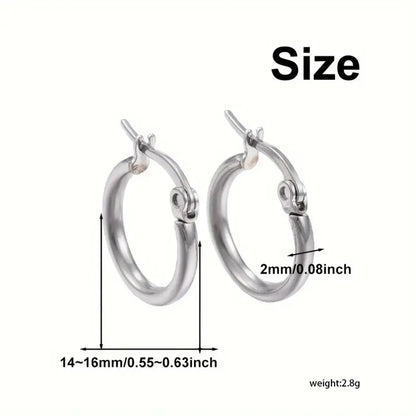 5 Pairs Simple Style Circle Stainless Steel Earrings