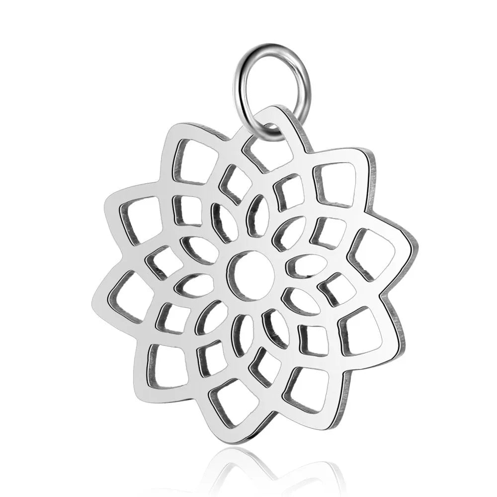 5 PCS/Package 10*17mm 16.5*19mm Metal Tai Chi Lotus Pendant