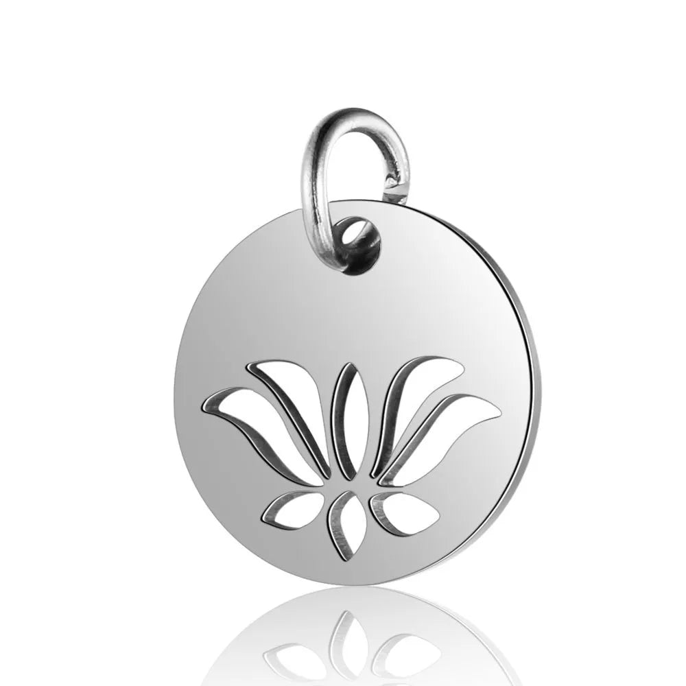 5 PCS/Package 10*17mm 16.5*19mm Metal Tai Chi Lotus Pendant