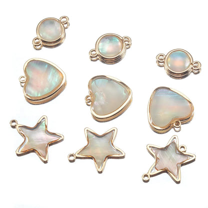 5 PCS/Package 10 * 25mm Diameter 15mm Diameter 9mm Hole 2~2.9mm Copper Shell Star Water Droplets Heart Shape Pendant