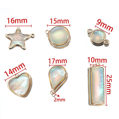 5 PCS/Package 10 * 25mm Diameter 15mm Diameter 9mm Hole 2~2.9mm Copper Shell Star Water Droplets Heart Shape Pendant