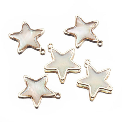 5 PCS/Package 10 * 25mm Diameter 15mm Diameter 9mm Hole 2~2.9mm Copper Shell Star Water Droplets Heart Shape Pendant