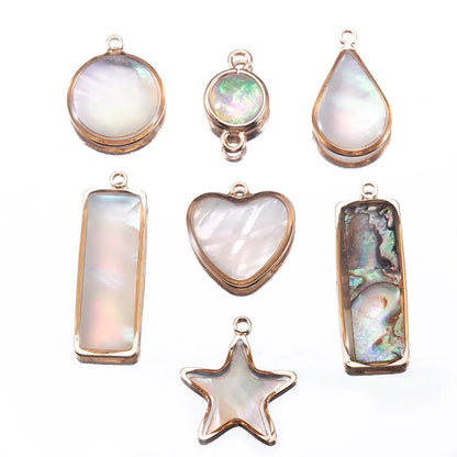 5 PCS/Package 10 * 25mm Diameter 15mm Diameter 9mm Hole 2~2.9mm Copper Shell Star Water Droplets Heart Shape Pendant