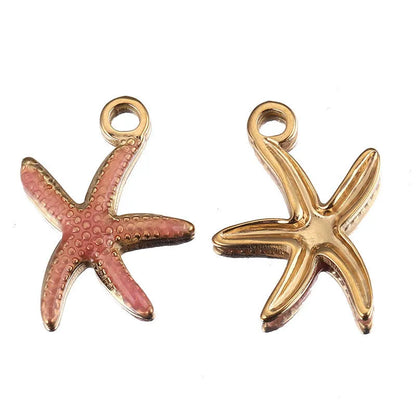 5 PCS/Package 12 * 14mm 14*19mm 8*11mm 304 Stainless Steel Starfish Conch Shell Pendant