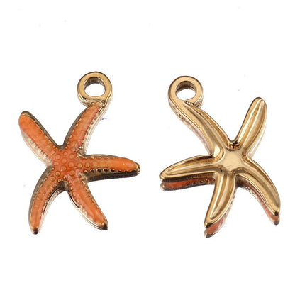 5 PCS/Package 12 * 14mm 14*19mm 8*11mm 304 Stainless Steel Starfish Conch Shell Pendant