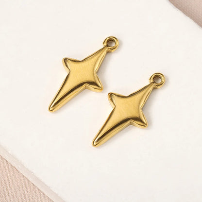 5 PCS/Package 12 * 23mm Hole 2~2.9mm 304 Stainless Steel 18K Gold Plated Star Pendant