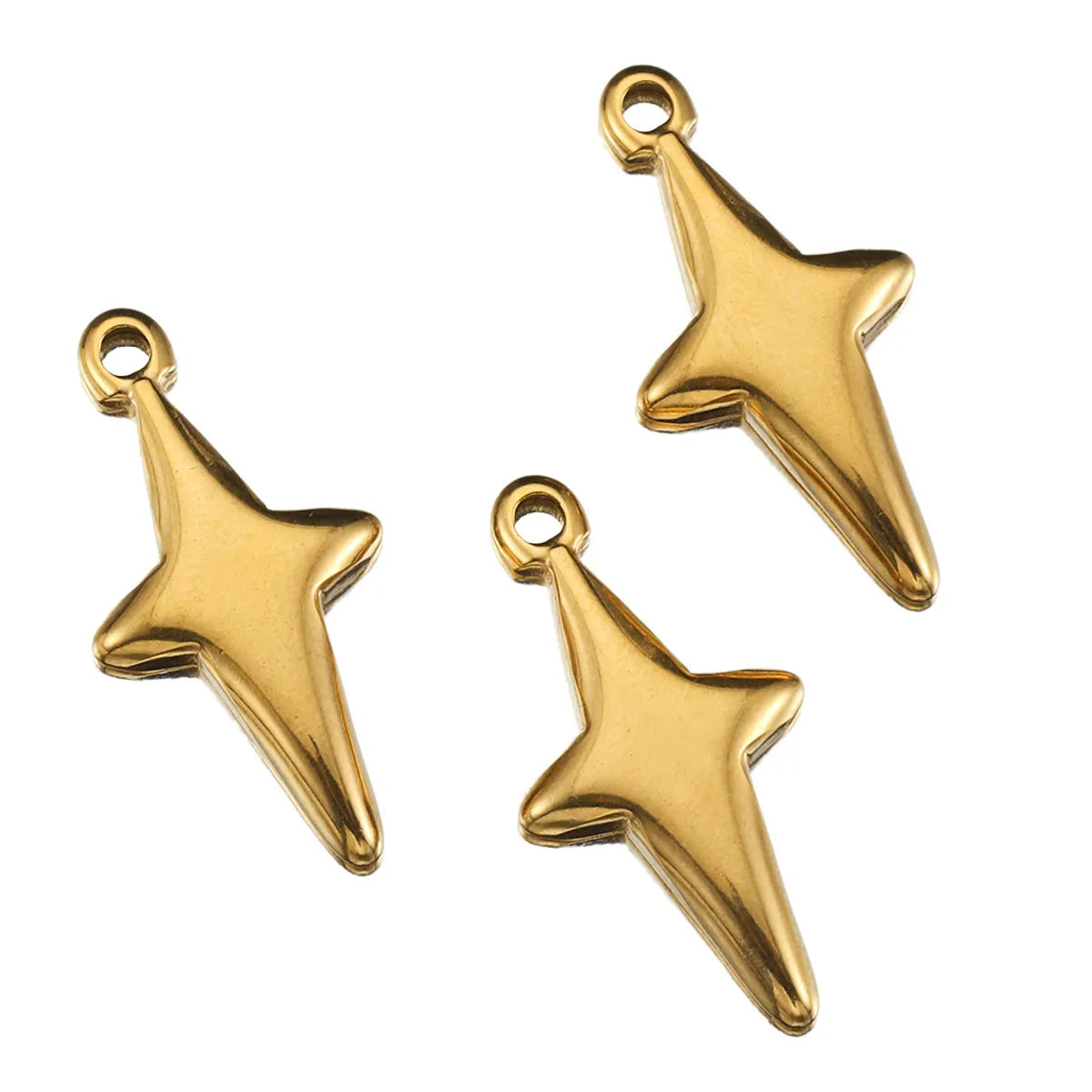 5 PCS/Package 12 * 23mm Hole 2~2.9mm 304 Stainless Steel 18K Gold Plated Star Pendant