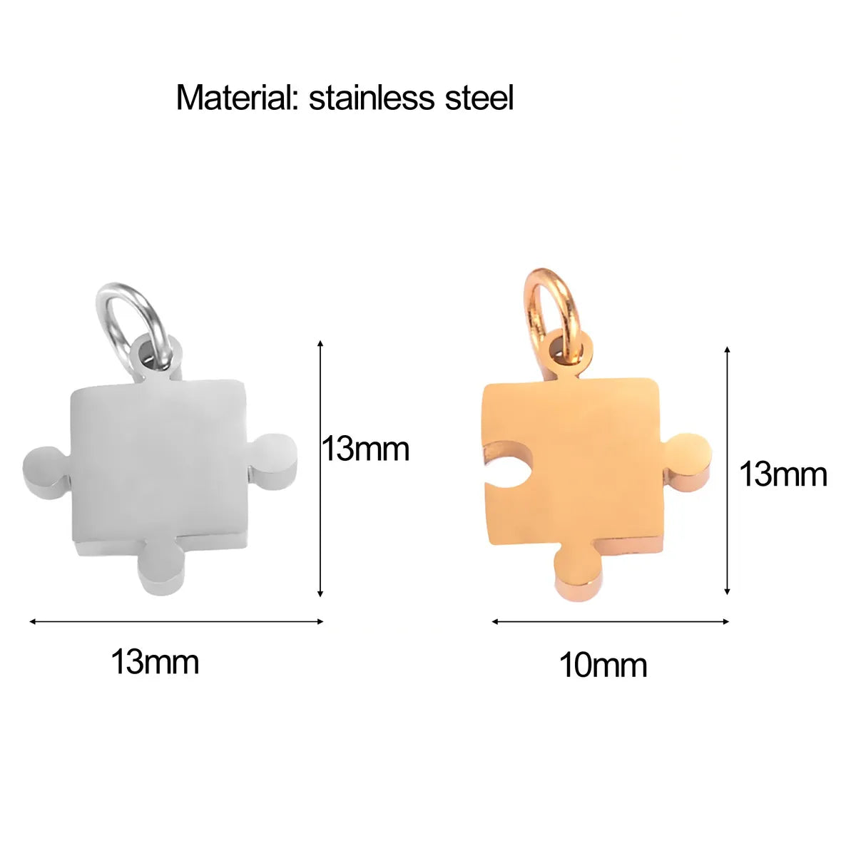 5 PCS/Package 13*13mm 13*10mm 201 Stainless Steel Jigsaw DIY Ornament Accessories