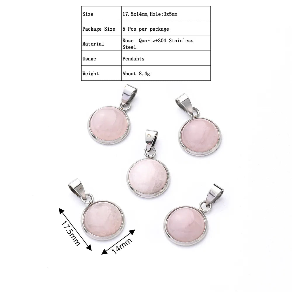 5 PCS/Package 14*17.5mm 3x5mm 304 Stainless Steel Natural Stone Marble Zebra Polished Pendant