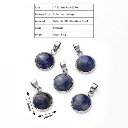 5 PCS/Package 14*17.5mm 3x5mm 304 Stainless Steel Natural Stone Marble Zebra Polished Pendant