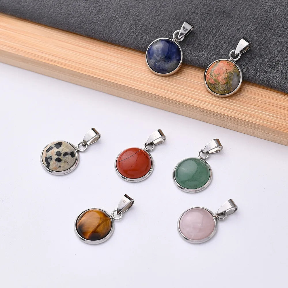 5 PCS/Package 14*17.5mm 3x5mm 304 Stainless Steel Natural Stone Marble Zebra Polished Pendant