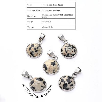 5 PCS/Package 14*17.5mm 3x5mm 304 Stainless Steel Natural Stone Marble Zebra Polished Pendant