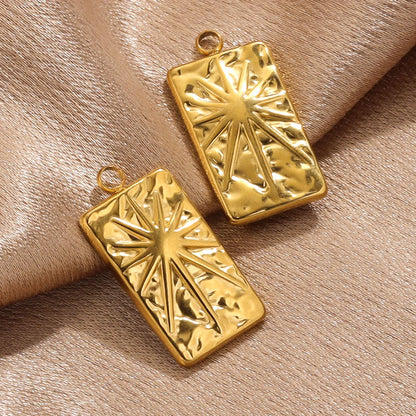 5 PCS/Package 14*26mm 304 Stainless Steel 18K Gold Plated Star Rectangle Pendant