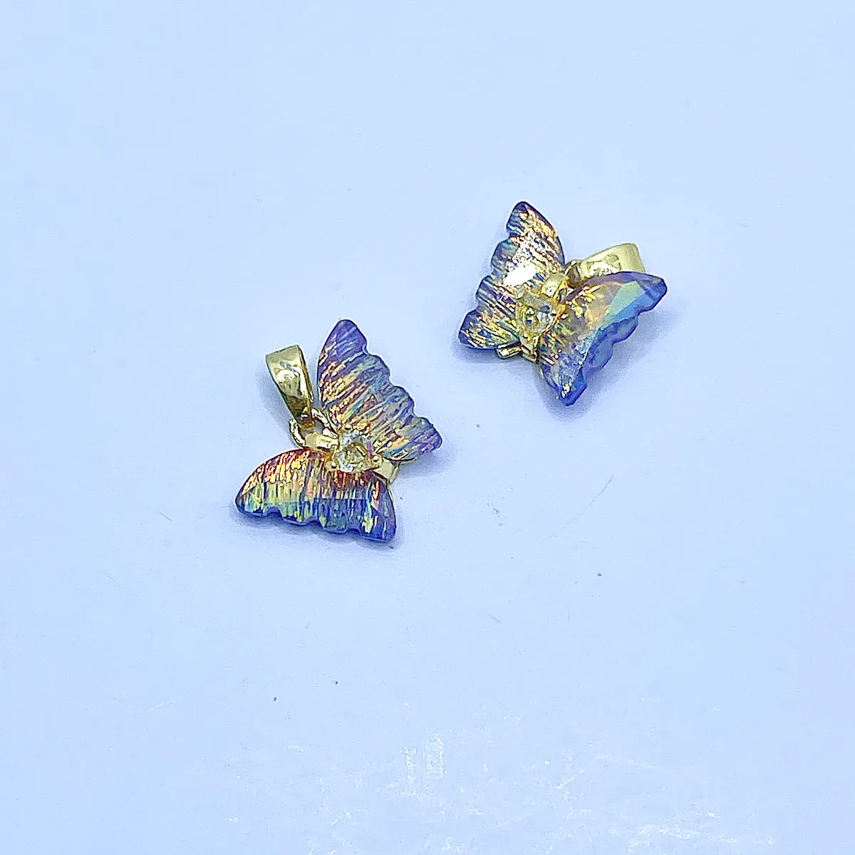 5 PCS/Package 15*16mm Copper Zircon 18K Gold Plated Butterfly Pendant