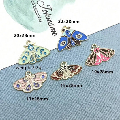 5 PCS/Package 15*18mm 17 * 28mm 20*28mm Hole Under 1mm Alloy Moth Pendant