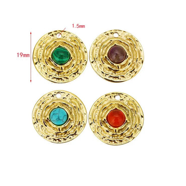 5 PCS/Package 16.5*18.5mm 17 * 22mm 19 * 19mm Hole 1~1.9mm 304 Stainless Steel Zircon Round Sun Pendant