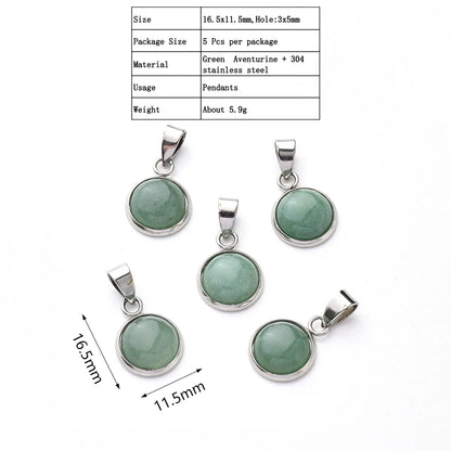 5 PCS/Package 16.5x11.5mm 3x5mm 304 Stainless Steel Natural Stone Marble Zebra Polished Pendant