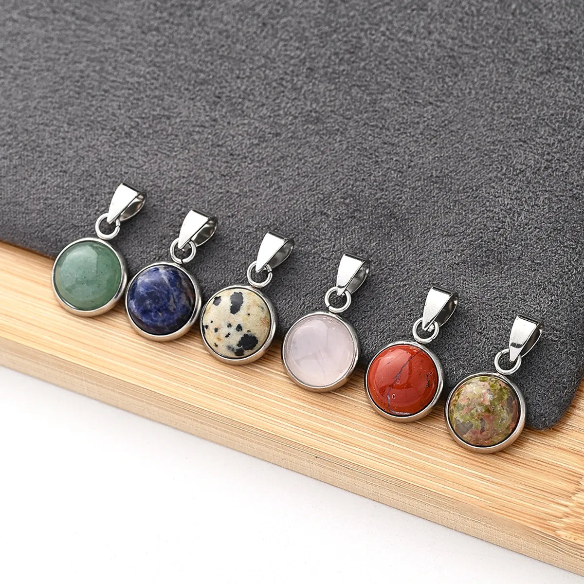 5 PCS/Package 16.5x11.5mm 3x5mm 304 Stainless Steel Natural Stone Marble Zebra Polished Pendant