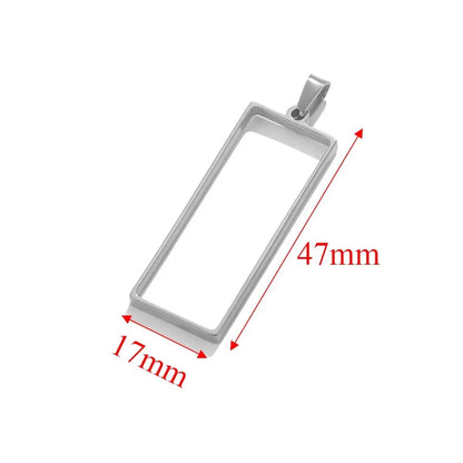 5 PCS/Package 17*47mm 28*32mm 30*32mm 304 Stainless Steel Heart Shape Rhombus Rectangle Pendant