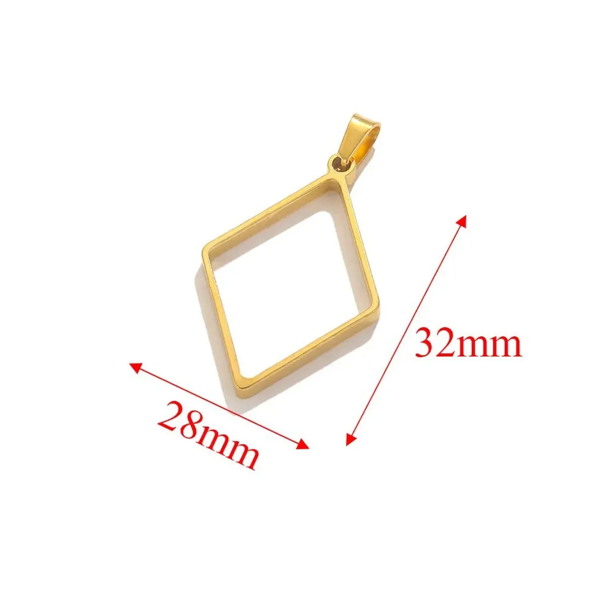 5 PCS/Package 17*47mm 28*32mm 30*32mm 304 Stainless Steel Heart Shape Rhombus Rectangle Pendant