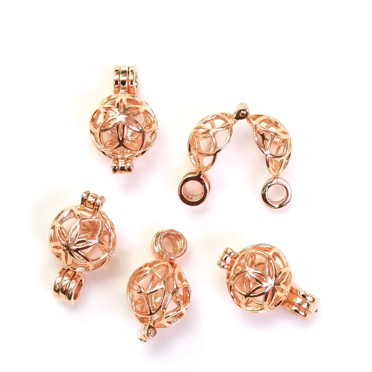 5 PCS/Package 18*11mm Copper 14K Gold Plated 18K Gold Plated Rose Gold Plated Flower Polished Pendant