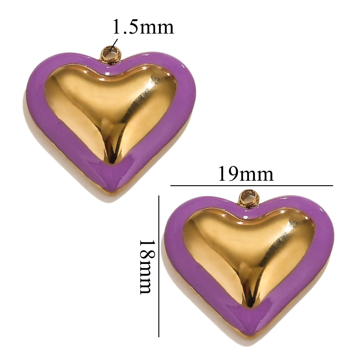 5 PCS/Package 18*19mm 304 Stainless Steel Heart Shape Pendant