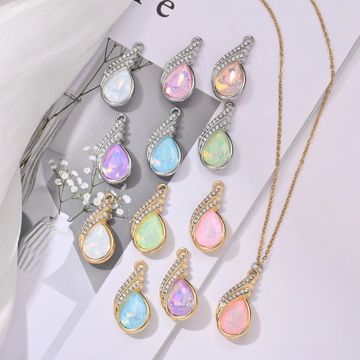 5 PCS/Package 1.5*3cm Alloy Water Droplets Pendant