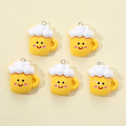 5 PCS/Package 20*20mm Hole Under 1mm Resin Beer Pendant