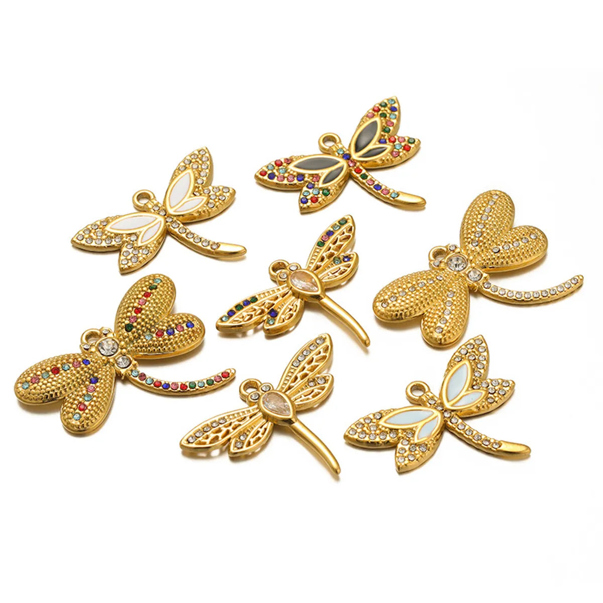 5 PCS/Package 22*20MM 26*18mm 28*21mm Hole 1~1.9mm 304 Stainless Steel Zircon Tortoise Dragonfly Butterfly Pendant