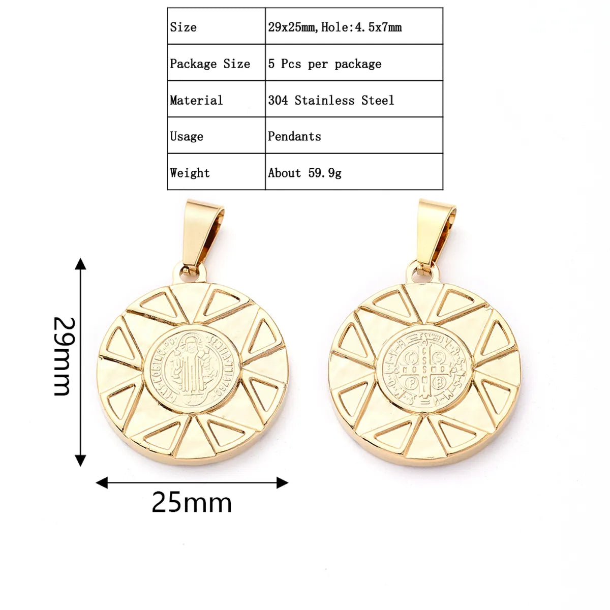 5 PCS/Package 23x14mm 26x16mm 38x25mm 3.5x5.5mm 4.5x8.5mm 4X8mm 304 Stainless Steel Gold Plated Faith Cross Key Polished Pendant