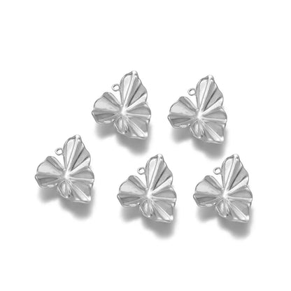 5 PCS/Package 24 * 35mm 27*26mm 31*32mm 304 Stainless Steel Leaves Heart Shape Flower Pendant