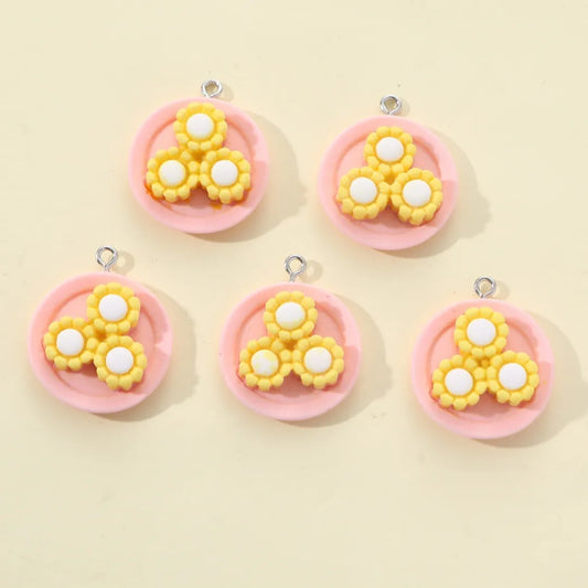 5 PCS/Package 25*25mm Hole Under 1mm Resin Flower Pendant