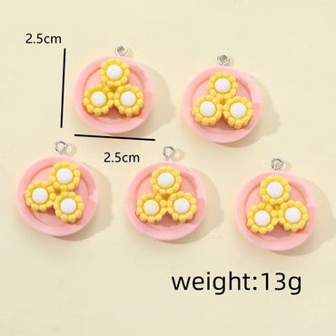 5 PCS/Package 25*25mm Hole Under 1mm Resin Flower Pendant