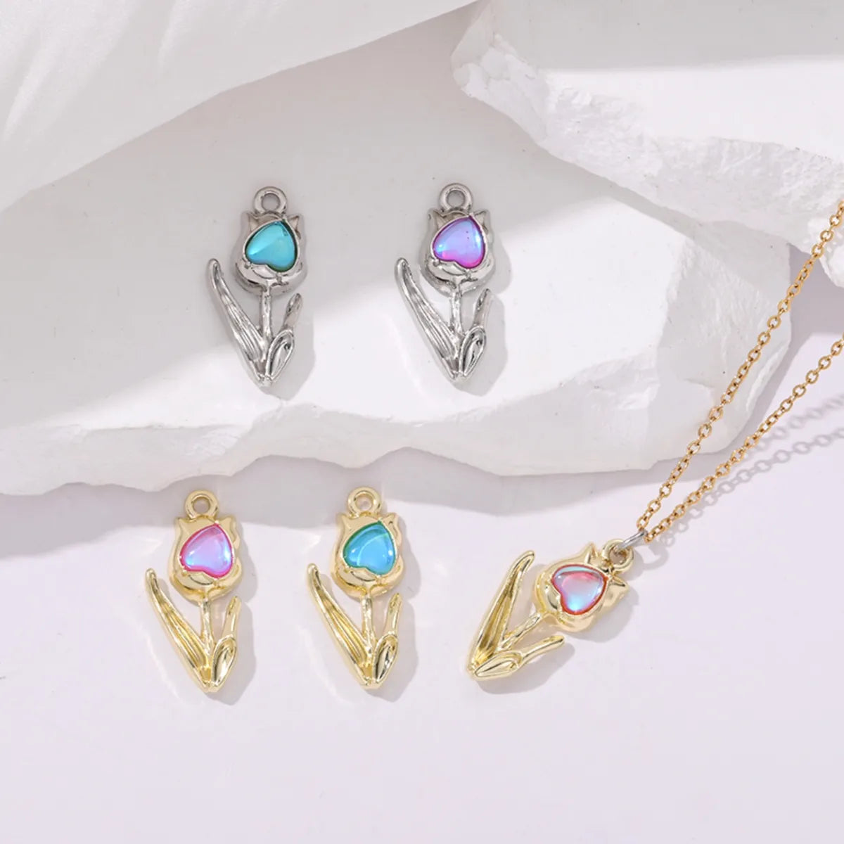 5 PCS/Package 2.5*1.2cm Alloy Rose Pendant