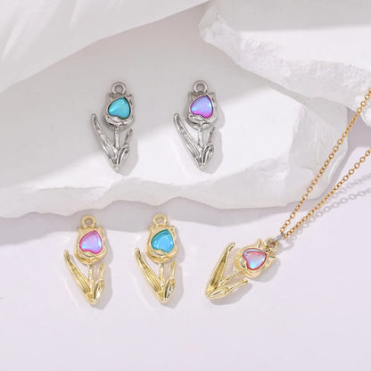 5 PCS/Package 2.5*1.2cm Alloy Rose Pendant