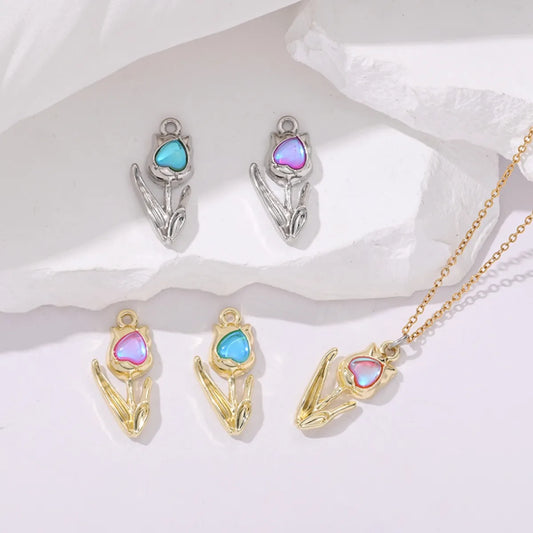 5 PCS/Package 2.5*1.2cm Alloy Rose Pendant