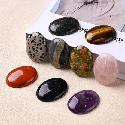 5 PCS/Package 30*40mm Natural Stone Assorted Gemstone Rose Quartz Tiger Eye Oval Polished Cabochons