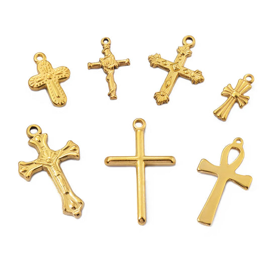 5 PCS/Package 304 Stainless Steel Cross Pendant