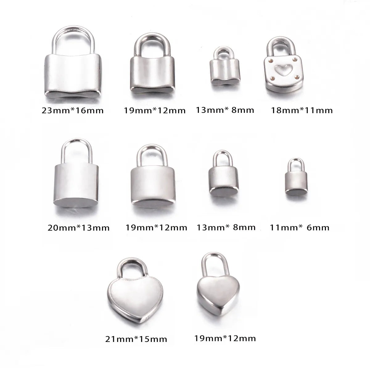 5 PCS/Package 304 Stainless Steel Lock Pendant