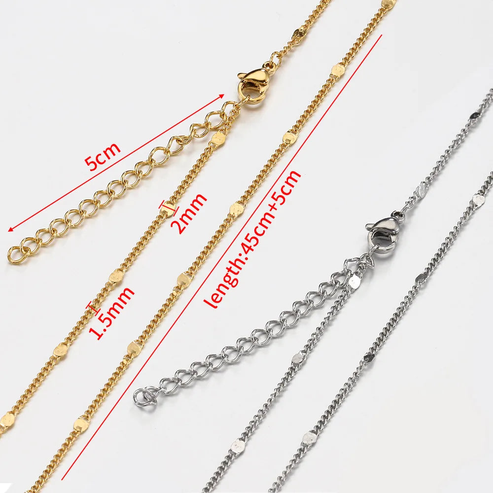 5 PCS/Package 304 Stainless Steel Solid Color Chain