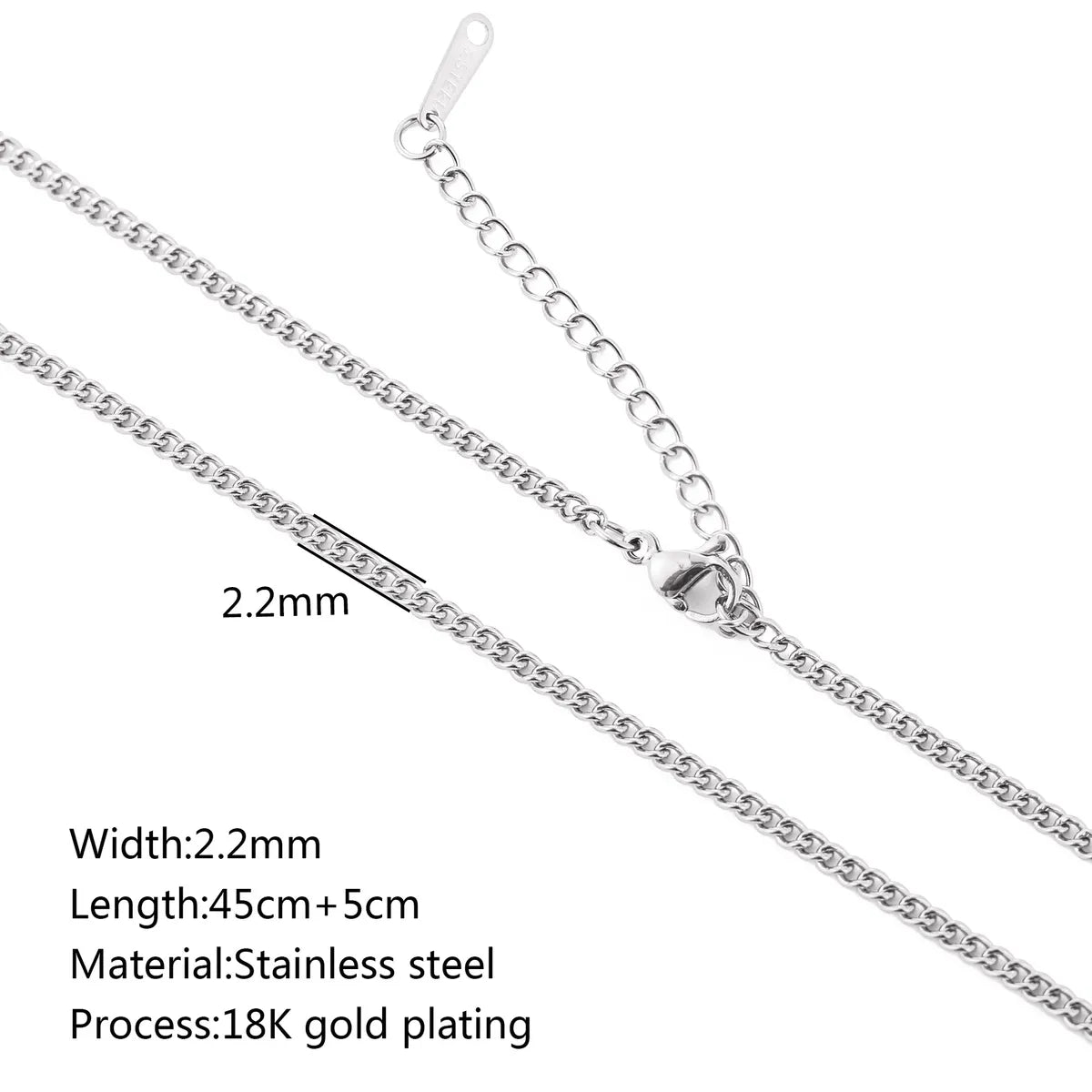 5 PCS/Package 45+5cm 304 Stainless Steel Jewelry Accessories