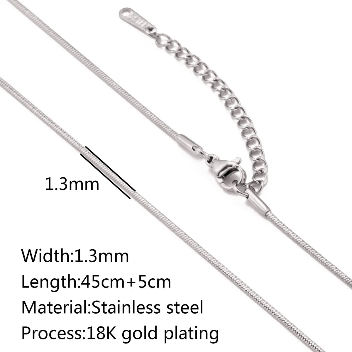 5 PCS/Package 45+5cm 304 Stainless Steel Jewelry Accessories