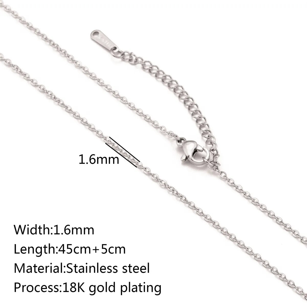 5 PCS/Package 45+5cm 304 Stainless Steel Jewelry Accessories