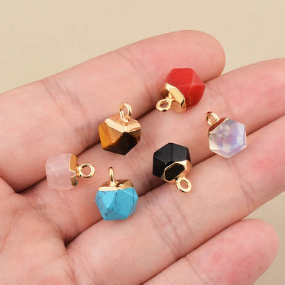 5 Pcs/Package Simple Style Geometric Natural Stone Plating Inlay Pendant Jewelry Accessories