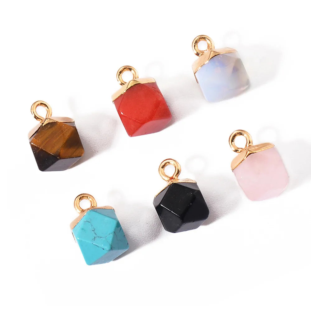 5 Pcs/Package Simple Style Geometric Natural Stone Plating Inlay Pendant Jewelry Accessories