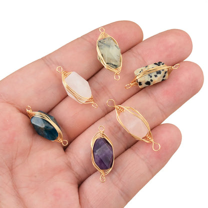 5 Pcs/Package Simple Style Geometric Natural Stone Plating Pendant Jewelry Accessories