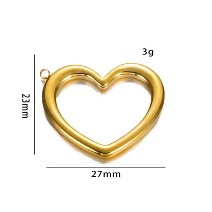 5 Pcs/Package Simple Style Heart Shape Stainless Steel Plating Pendant Jewelry Accessories