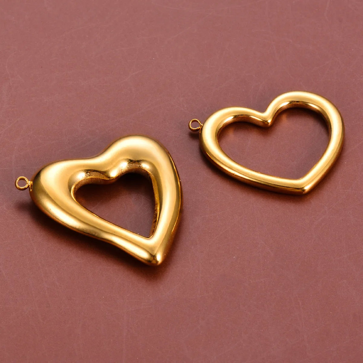 5 Pcs/Package Simple Style Heart Shape Stainless Steel Plating Pendant Jewelry Accessories