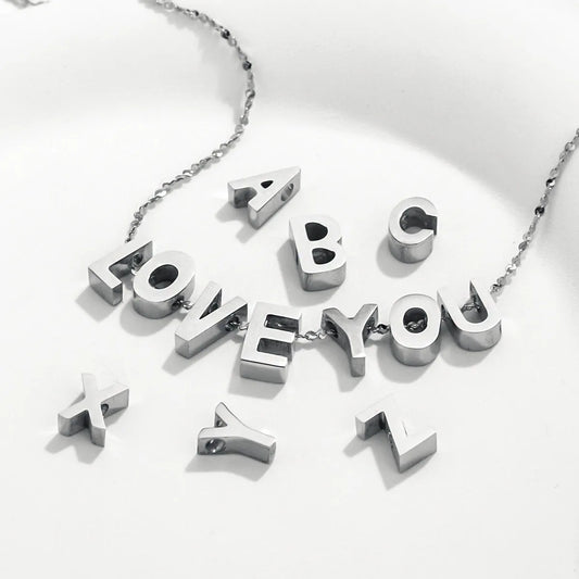 5 Pcs/Package Simple Style Letter Stainless Steel Plating Beads Jewelry Accessories